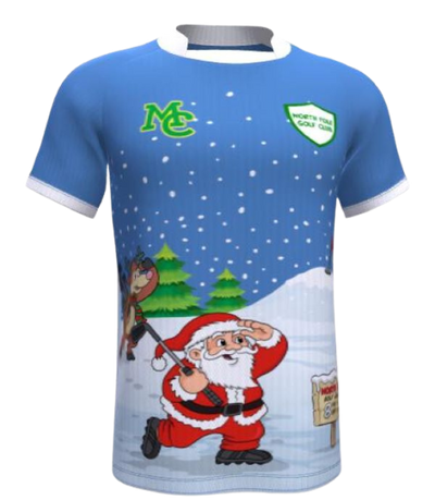 Pre order- Golf Christmas Jersey- North Pole Golf Club- Blue- Santa & Rudolf