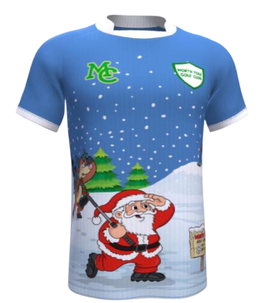 Pre order- Golf Christmas Jersey- North Pole Golf Club- Blue- Santa & Rudolf