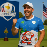 Pre order- Golf Christmas Jersey- North Pole Golf Club- Blue- Santa & Rudolf
