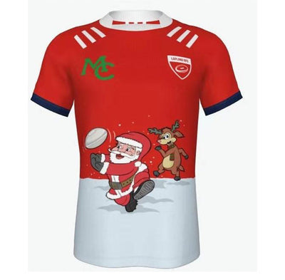 PRE ORDER- RUGBY Christmas Jersey- Lapland Rfc- Red-santa Catching Ball