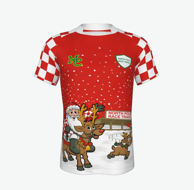 Horse Racing Christmas Jersey- North Pole Race Track - Red