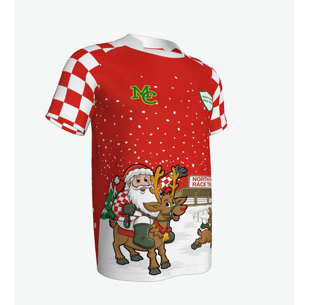 Horse Racing Christmas Jersey- North Pole Race Track - Red